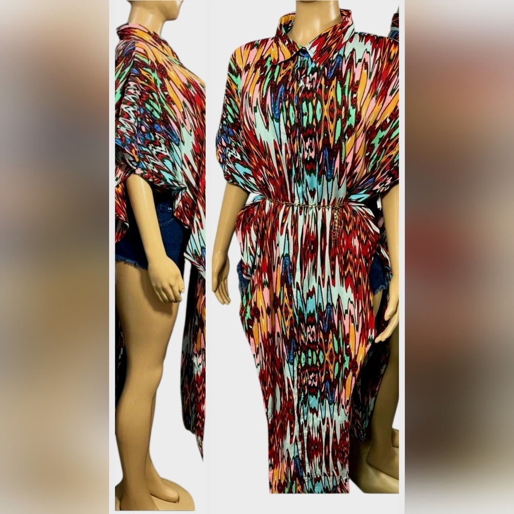 NWT Live 4 Truth Colorful Patterned‎ Plus Kaftan Statement Top - Size 1X